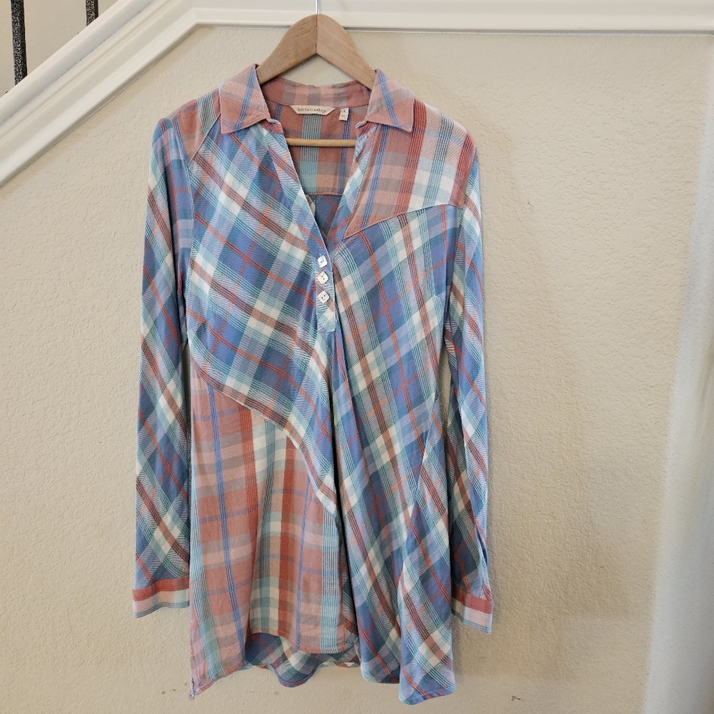 Soft Surroundings Womens Patchwork Plaid Check Tu… - image 1